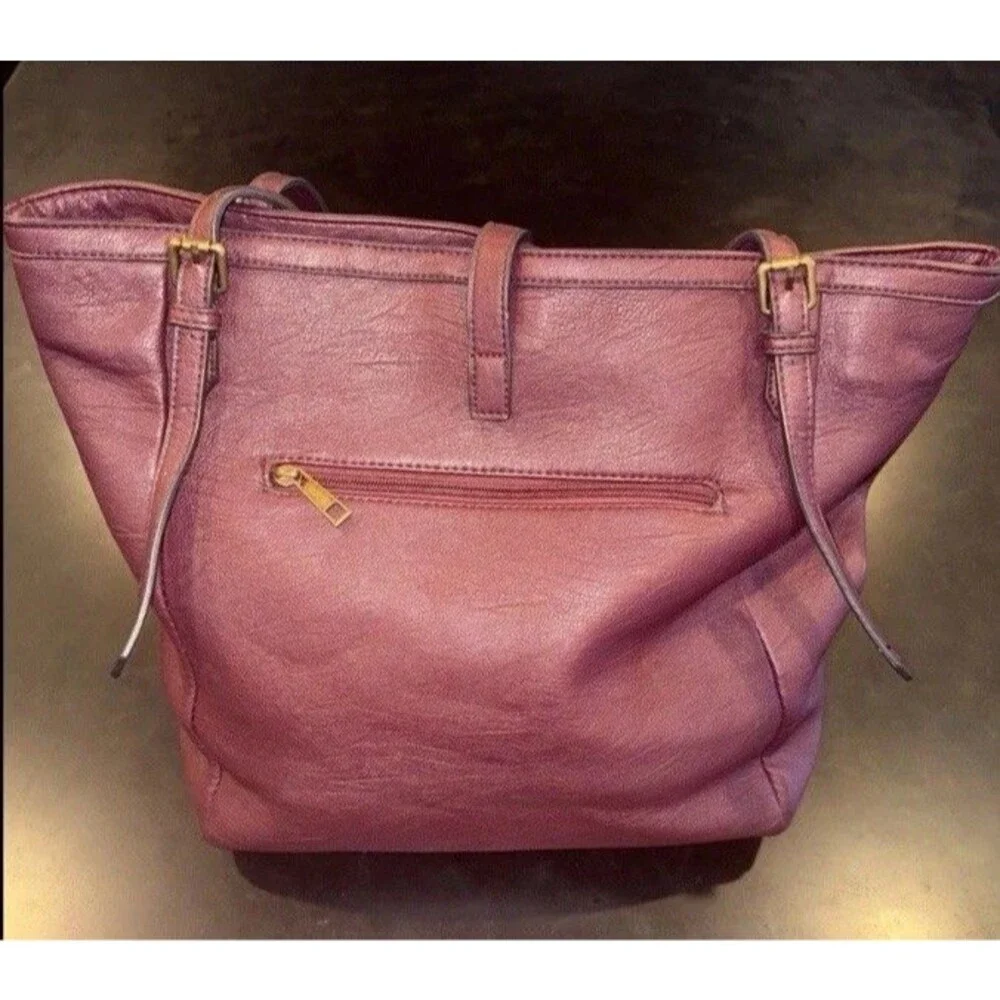 Ampere Large Oxblood Vegan Leather Shoppers Tote Shoulder Bag No Crossbody Strap